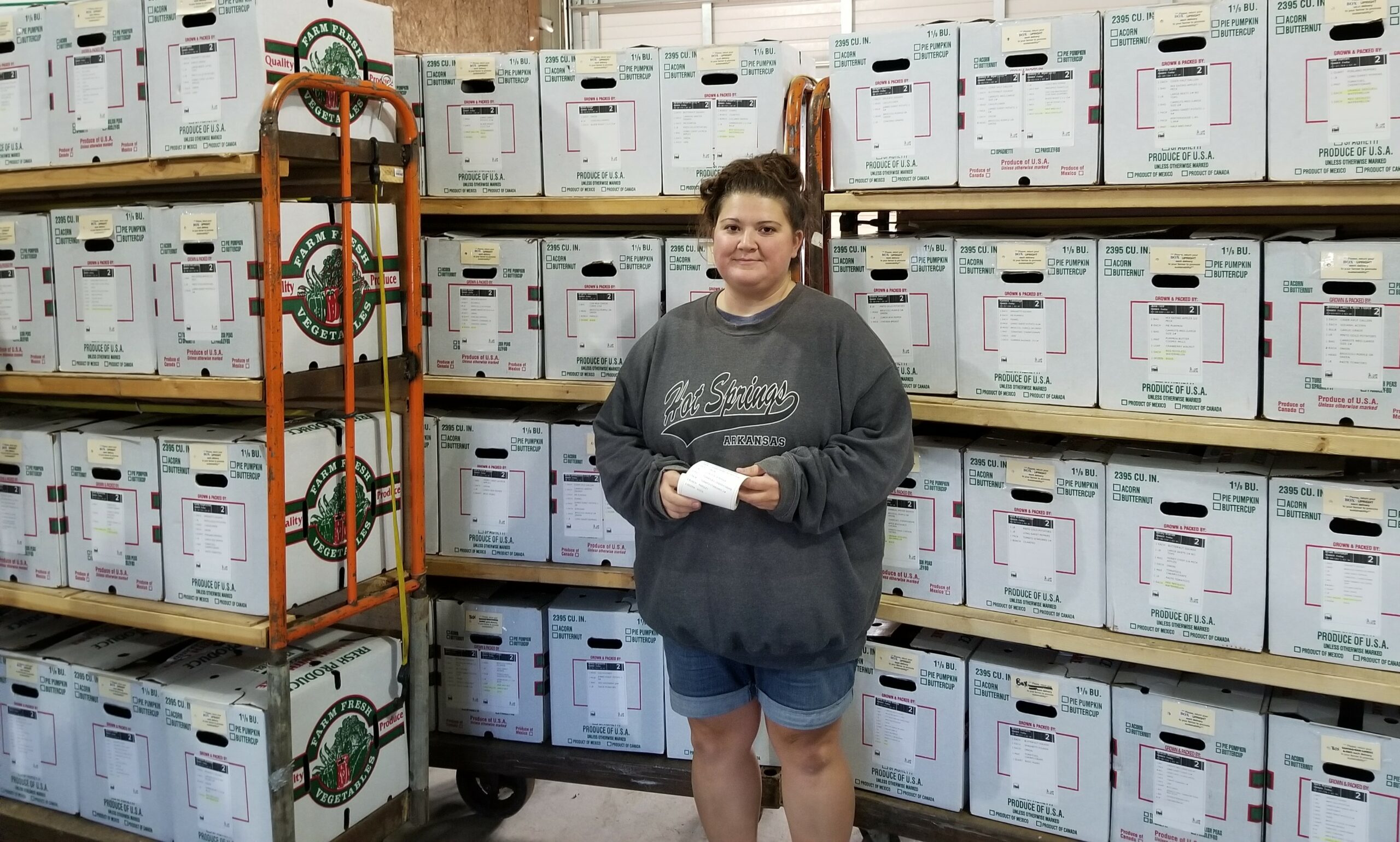 CSA farm boxes ready for pick up